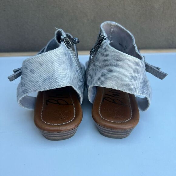Blowfish Malibu Sandals 7.5 Vegan Grey Tie Dye Twill Lotus DyeCut Style - Picture 8 of 11